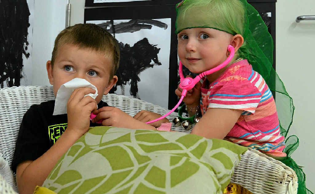 Parents are urged to keep their kids home when they're sick. Shamus Oakenfull and Charlotte Kerle agree.
